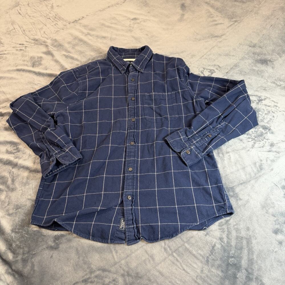 Abercrombie & Fitch Soft A&F Flannel Shirt Mens Sz XL Blue Windowpane Plaid L/S